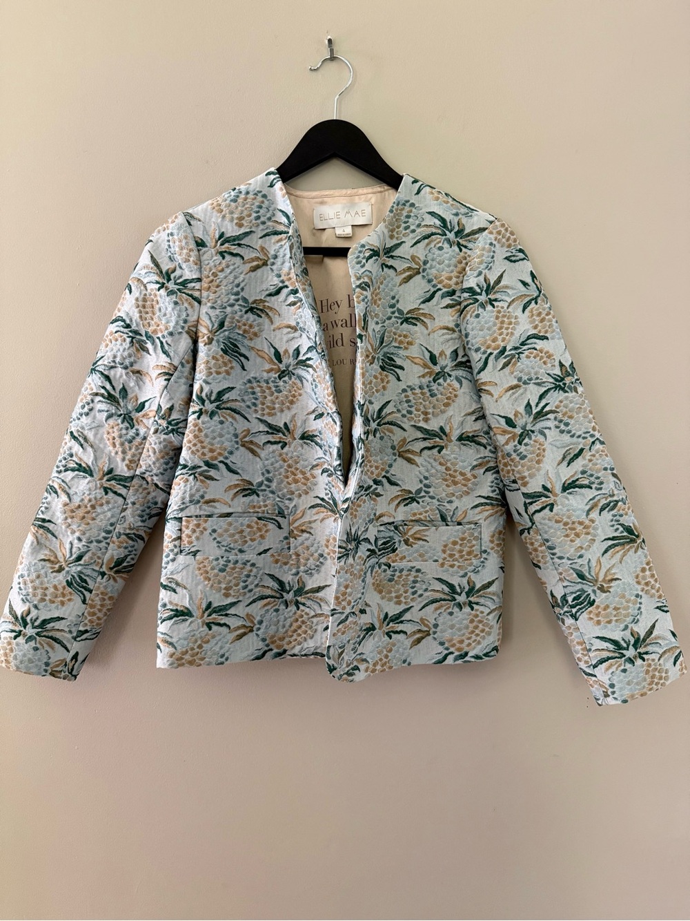 ELLIE MAE Light Blue Quilted Pineapple Print Jacket